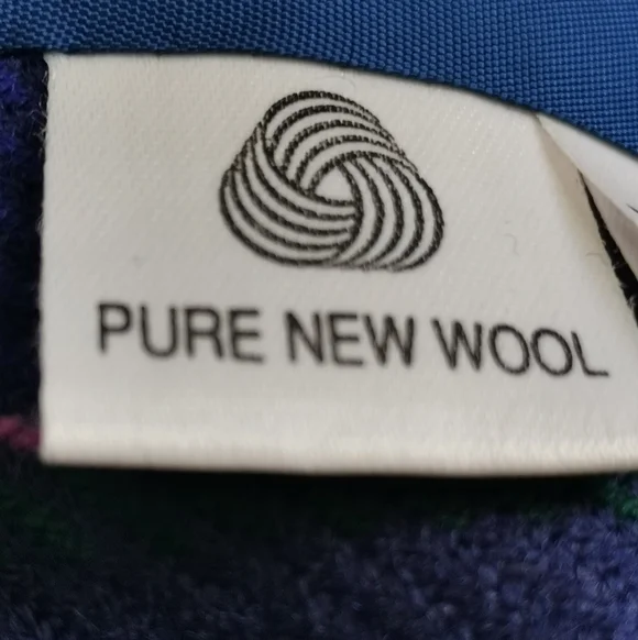 Vintage Avoca Collection Blue Purple Striped 100% Pure New Wool Jacket - Picture 7 of 10